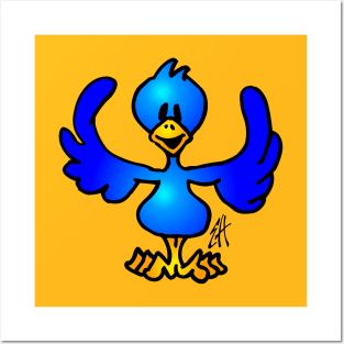 Blue twitter bird Posters and Art